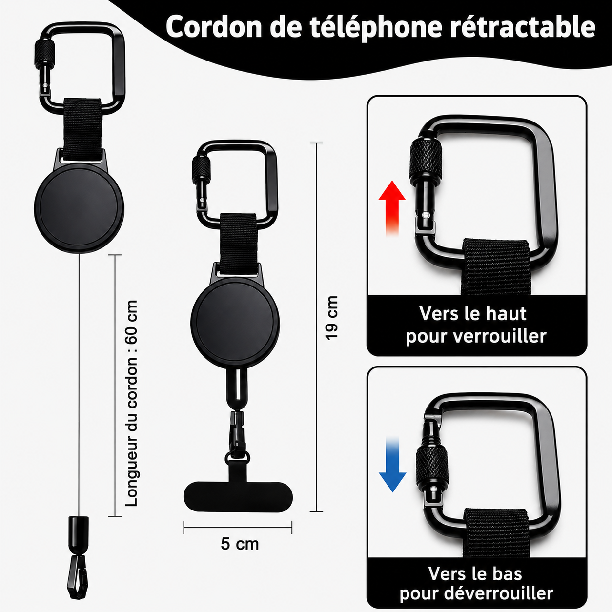 Lanière rétractable de téléphone